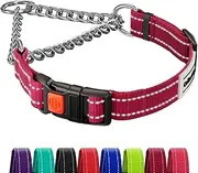CollarsDirect Reflective Martingale Collars for Dogs Collars Training Chain Pet Choke Collar with Buckle Red Pink Mint Green Orange Blue Black Purple (L, Red)
