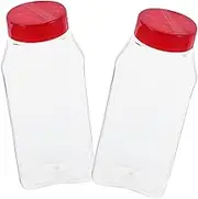 DINHEAROM 2 Pack Flip Cap Condiment Bottles Plastic Seasoning Shaker Jars Seal for Home Commercial Use