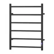 Devanti Heated Towel Rail 6 Round Bars with Timer Electric Heater Warmer Rack