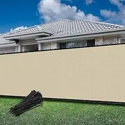 Goleray Privacy Fence Screen 6'x50' Outdoor Mesh Fencing Panels Temporary Fence Covering Privacy Windscreen Shade Net Covers for Backyard Garden Pool Wall, Beige