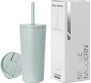 Simple Modern Insulated Tumbler with Lid and Straw | Iced Coffee Cup Reusable Stainless Steel Water Bottle Travel Mug | Gifts for Women Men Her Him | Classic Collection | 20oz | Sea Glass Sage