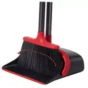 Broom and Dustpan Set for Home, Upgrade 52" Long Handle with Stand Up Red
