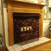 Fireplace Screen Guard, FireplaceProtection 3 Panel Wrought Iron Fire Screen Mesh， Antique Solid Arch Fireplace Fence， Baby Safeguard for Wood Burner/