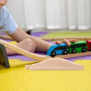 2pcs Wooden Train Track Construction Train Track Wooden Slopes Track Models