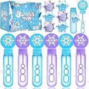 Winrayk 24Pcs Frozen Bubble Wands for Kids Bubbles Party Favors Mini Bulk Valentines Day Easter Prize Goodie Bag Stuffers Birthday Supplies (with 24 Gift Card) Purple