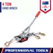 4Ton Manual Hand Winch Puller Power Hoist Tool 3 Hooks 4x4 UTE Car Truck Trailer