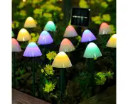 Solar Power 20LED Mushroom Flower Fairy Garden Lights String Outdoor Decor - Multicolour