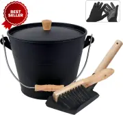 1.3 Gallon Ash Bucket with Lid - Metal Fireplace Bucket for Ashes