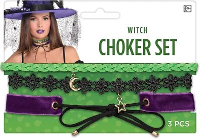 Witch Choker Set Wicked Gothic Fancy Dress Up Halloween Adult Costume Accessory