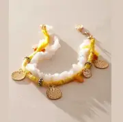 Free People Ariana Ost Spinner Anklet Beach Summer Boho Hippie Y2K Yellow Gold
