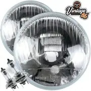 Classic Mini 7" Inch Domed Sealed Beam Headlights Headlamps Halogen Conversion