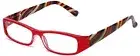 Calabria 734 Reading Glasses w/Wavy Striped Design&Matching Case in Red +3.00