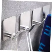 Adhesive Towel Hooks on Wall: Robe Hooks for Hanging Clothes Hats Stick Silver