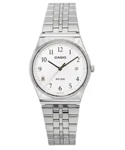 Casio Analog Stainless Steel White Dial Quartz MTP-B145D-7B 50M Mens Watch