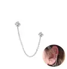 Crystal Chain Stud Sterling Silver Cartilage Double Piercing Climber Earring NEW