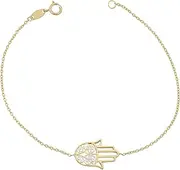 [Kooljewelry] 14k Two-Tone Gold High Polish Filigree Hamsa Bracelet (7.25 inch)