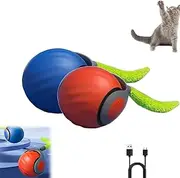 Speedy Tail 2.0 Cat Toy, Speedy Tail 2.0 Automatic Cat Toy, USB Rechargeable Smart Cat Toys Ball with Tail, Two Speed Adjustment, Keep Your Cat Active (Blue+Orange)