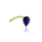 14K Yellow Gold Blue Enamel Curved Screw Paisley Nose Ring Jewelry - 20 Gauge