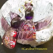 PURPLE CHRISTMAS ANGEL HOLIDAY MURANO GLASS CEILING FAN LIGHT SWITCH PULLS PAIR