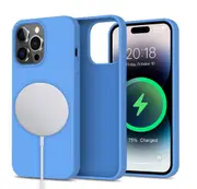 For iPhone 13 Pro Case MagSafe Liquid Silicone Anti-Scratch Gel Rubber Shockproof Protective Magnetic Cover for Apple (2021) - Light Blue