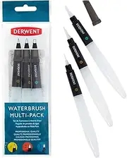 Derwent Waterbrush for Watercolour Painting, Pack of 3, Includes Chisel Tip, Fine Tip and Medium Tip, Professional Quality, 2301975