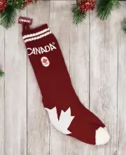 Hudsons Bay CANADA 2010 Olympics 24" Christmas Sweater Stocking Maple Leaf New