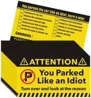 160 Pieces Bad Parking Cards You Parked like an Idiot Cards Bad Parking Stickers