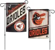 WinCraft BALTIMORE ORIOLES/COOPERSTOWN GARDEN FLAGS 2 SIDED 12.5"" X 18"", Beige, Orange, Black, White