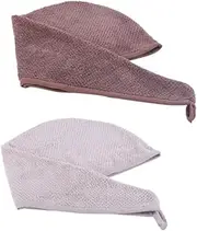 TOVINANNA Super Thick Hair Drying Cap Towel Set Fast Dry Microfiber Long Hair Wrap Dark Comfortable
