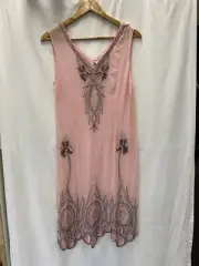ALANNAH HILL Pink Vneck silky Dreamers beaded dress BNWT RRP$379 Size10