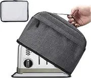 VOSDANS 4 Slice Toaster Cover with Removable Bottom 2-in-1 Toaster Bag with Pockets, Dust and Fingerprint Protection, Machine Washable, Dark Gray