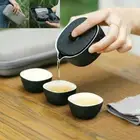Frosted pottery tea set for travel with tea bag ceramic tea pot with infuser cup