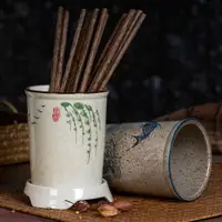 在飛比找ETMall東森購物網優惠-日式復古瀝水收納盒筷子籠陶瓷