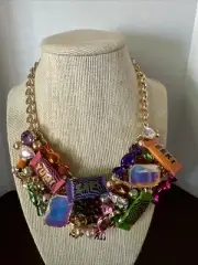 Betsey Johnson Ghoul Friend Candy Stone Statement Bib Necklace Halloween Spider