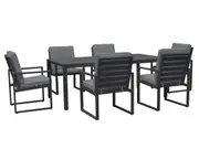 FurnitureOkay Manly 7-Piece Aluminium Outdoor Dining Setting - Charcoal