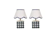 Set Of 2 Amos Ceramic Base Fabric Shade Table Light Lamp Blue