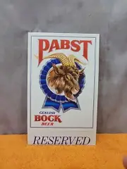 X•Vintage Pabst Genuine Bock Beer Reserved Table 5"x7" Cardboard 2-Sided Sign