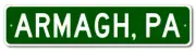 Armagh, Pennsylvania Metal Wall Decor City Limit Sign - Aluminum