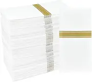 KMAKII Disposable Paper Napkins,Paper Hand Towels,Linen Feel Napkins,Cloth Like White Napkins for Kitchen, Parties, Bathroom, Restaurant,30×43cm,Gold,50 Pack