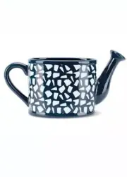 Aldi's Navy Flair Watering Can Planter Plant Navy/White Ceramic NWT