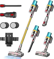 Stick Vacuum Cleaner Cordless 45KPa/550W with Upto 90Mins Runtime | RFAQK Upright Vacuum Cleaner with 2 Hepa Filters-Wall Mounted-Touchscreen-Valentines Day/him