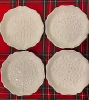 RARE Juliska Whitewash 8" Salad Plates Snowfall, Snowflake Berry & Thread