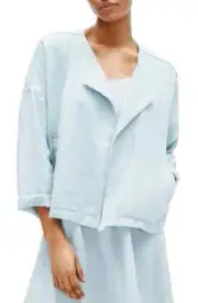 Eileen Fisher Heavy Organic Linen Drape Front Jacket Dawn SMALL NWT