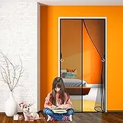 Magnetic Fly Screen Door, 175x255cm Mesh Curtain with Full Frame Magic Tape, Shuts Automatically & Silent Seal, Black