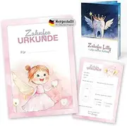 Tooth Fairy Certificate (Pack of 20) in Pink - Girls and Boys - Tooth Certificates for Milk Teeth and Reminder of First Tooth Gaps - Rosafee