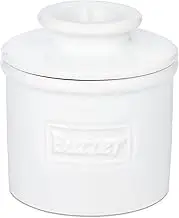 Butter Bell - The Original Butter Bell Crock by L Tremain, a Countertop French Ceramic Butter Dish Keeper for Spreadable Butter, Café Retro Collection, Retro White, Glossy Finish