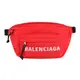 BALENCIAGA WHEEL白字LOGO尼龍拉鍊胸腰包(亮紅)