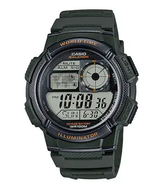 南◇現 CASIO手錶 軍用錶 10年電力 黑色 銀色  金色 世界地圖 電子錶 卡西歐 防水 AE-1000W 軍錶