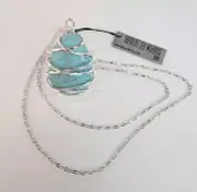 Robert Lee Morris Caged Turquoise Pendant Silver Plated Necklace Box + Dustbag
