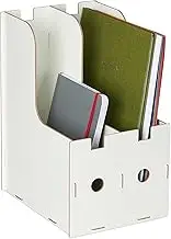 Relaxdays Magazine File, 2 Drawers, DIN A4, Stapler & Files, Office & School Organisation, Magazine Rack, MDF, White